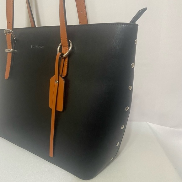 Westbronco NWOT black/brown vegan leather multi pocket tote work bag - Picture 12 of 13